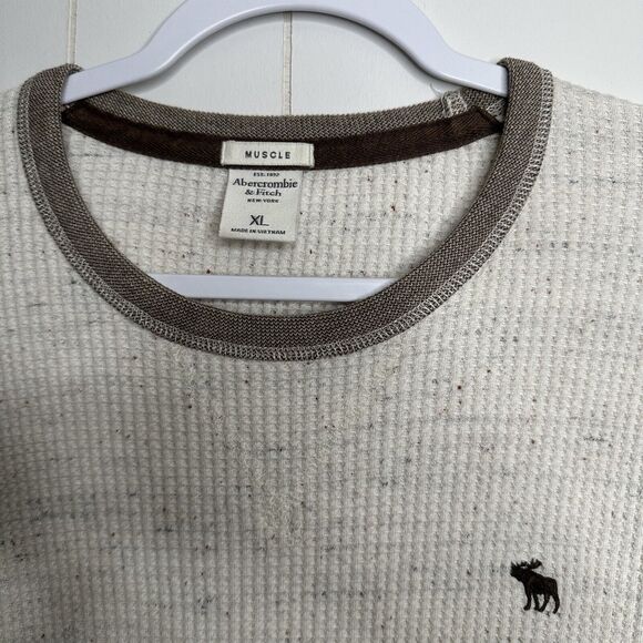 Abercrombie & Fitch Men's Size XL Muscle Waffle Knit Crewneck Long Sleeve Shirt - Picture 4 of 9